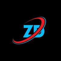 ZD logo. ZD design. Blue and red ZD letter. ZD letter logo design. Initial letter ZD linked circle uppercase monogram logo. vector