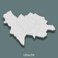 Mapa isométrico 3d de utrecht es una ciudad de países bajos vector