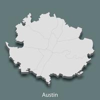 Mapa isométrico 3d de austin es una ciudad de estados unidos vector