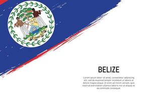 Grunge styled brush stroke background with flag of Belize vector