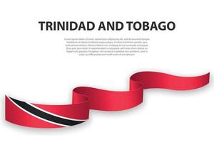 Waving ribbon or banner with flag of Trinidad and Tobago vector