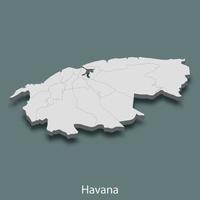 Mapa isométrico 3d de la habana es una ciudad de cuba vector