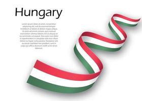 Waving ribbon or banner with flag of Hungary vector