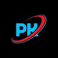 diseño del logotipo de la letra pk pk. letra inicial pk círculo vinculado en mayúsculas logo monograma rojo y azul. logotipo de pk, diseño de pk. paquete, paquete vector