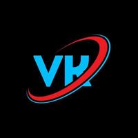 diseño del logotipo de la letra vk vk. letra inicial vk círculo vinculado en mayúsculas logo monograma rojo y azul. logotipo vk, diseño vk. vk, vk vector