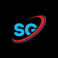 SG logo. SG design. Blue and red SG letter. SG letter logo design. Initial letter SG linked circle uppercase monogram logo. vector