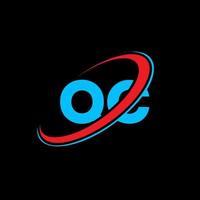 QC Q C letter logo design. Initial letter QC linked circle uppercase monogram logo red and blue. QC logo, Q C design. qc, q c vector