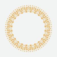Decorative line art frame for design template. Elegant element for design in Eastern style, place for text. Golden outline floral border. Lace illustration for invitations and greeting cards vector