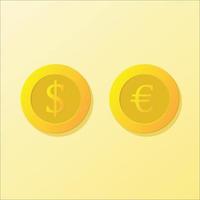 Illustration of vector Coins Icon USD and EURO