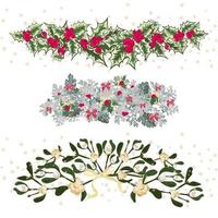 Set festive garlands of holly berry and cineraria vector