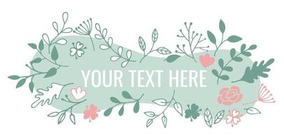 banner de plantas y flores, fondo floral vector