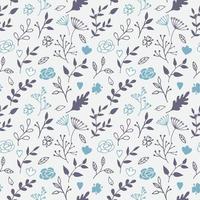 Vector seamless pattern from hand drawn floral elements, plants. Abstract background   with flowers, leaves, branches. Trendy texture from cute doodle botanical elements, wallpaper