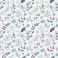 Vector seamless pattern from hand drawn floral elements, plants. Abstract background   with flowers, leaves, branches. Trendy texture from cute doodle botanical elements, wallpaper