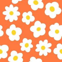 Orange Cartoon Flowers Background, Seamless Pattern EPS Vector. Simple Modern Abstract Summer Floral Print Design vector