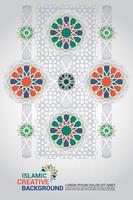 Geometric Islamic Pattern with colorful arabesque shapes for greeting card or decoration interior. Tile repeating vector border