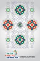 Geometric Islamic Pattern with colorful arabesque shapes for greeting card or decoration interior. Tile repeating vector border