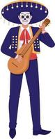 Mexican musician playing guitar semi flat color vector character. Editable figure. Full body person on white. Traditional costume simple cartoon style illustration for web graphic design and animation