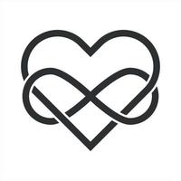 forma de corazón y símbolo de infinito hecho de líneas entrelazadas. símbolo del amor eterno. elemento gráfico decorativo. ilustración vectorial vector
