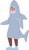 Halloween costume for boy semi flat color vector character. Editable figure. Full body person on white. Shark fancy dress simple cartoon style illustration for web graphic design and animation