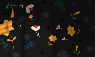 flower background hand drawn colorful background dark grey pattern pastel cute with shadow overlay eps 10