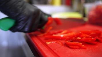 Chef cutting vegetables and cooking delicious meal video