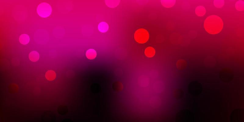 Dark pink vector background with bubbles.