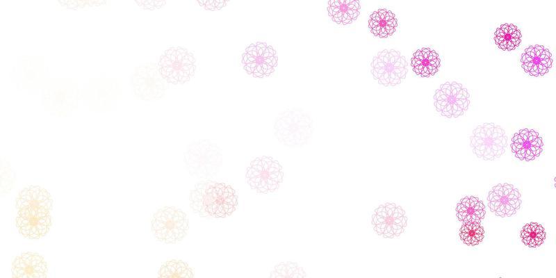 Light Pink, Yellow vector doodle template with flowers.