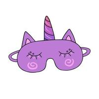 Purple unicorn sleep mask. Illustration for printing, backgrounds, covers and packaging. Image can be used for greeting cards, posters, stickers and textile. Isolated on white background. vector