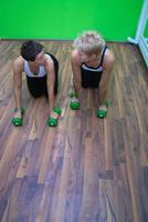 fitness training with dumbbell photo