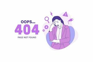 ilustraciones brazos cruzados mujer enojada por oops 404 error concepto de diseño página de inicio vector