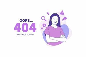 Illustrations Arms Crossed angry woman for Oops 404 error design concept landing page vector