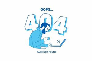 Illustrations Frustrated expression business man for Oops 404 error design concept landing page vector