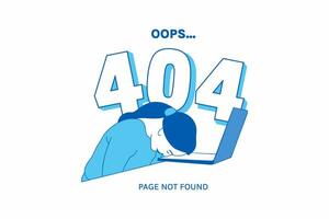 Illustrations Frustrated expression woman for Oops 404 error design concept landing page vector