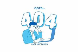 Illustrations Frustrated expression business man for Oops 404 error design concept landing page vector