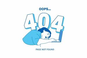 ilustraciones expresión frustrada mujer por oops 404 error concepto de diseño página de destino vector