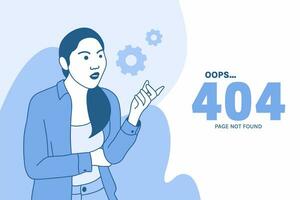 Illustrations Woman depression with internet connections for Oops 404 error design concept landing page vector