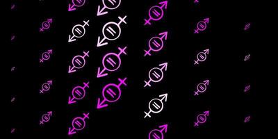 Dark Pink vector texture with women's rights symbols.