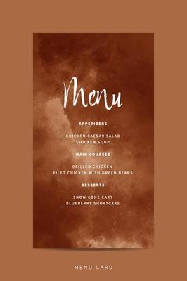Template menu card wedding with abstract watercolor