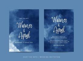 Set of wedding invitation template with abstract watercolor vector