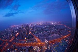 Dubai night skyline photo