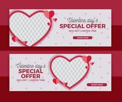 Banner Template for  website , posters, ads, promotional material.. Valentine's Day Theme, Beauty, Florist. vector