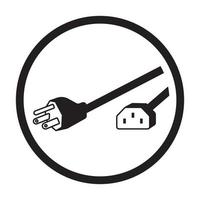 Rounded the a Nema 5-15 power plug flat vector icon for apps or websites