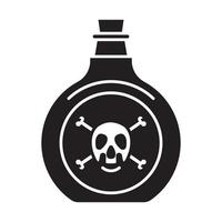 Flat vector icon poison bottle or poisonous chemicals with crossbones for apps or websites