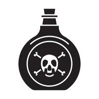 Flat vector icon poison bottle or poisonous chemicals with crossbones for apps or websites