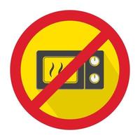 Flat color icon prohibition sign microwave or oven use for app or websites vector