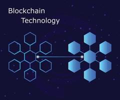 Blockchain concept banner. Isometric digital blocks connection with each other and shapes crypto chain vector