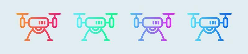 Drone line icon in gradient colors. Aerial camera signs vector illustration.