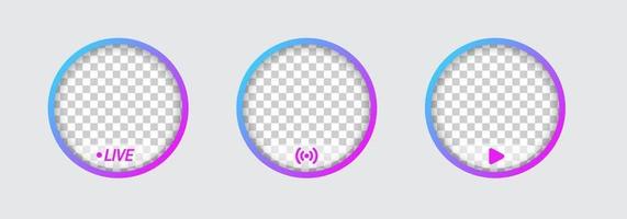 Round profile frame for live streaming on social media. Gradient livestream frame. vector