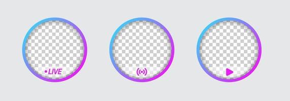 Round profile frame for live streaming on social media. Gradient livestream frame. vector