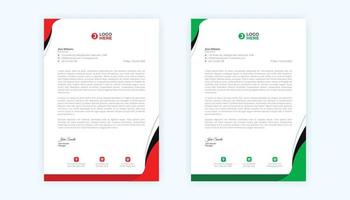 red and green letterhead template vector